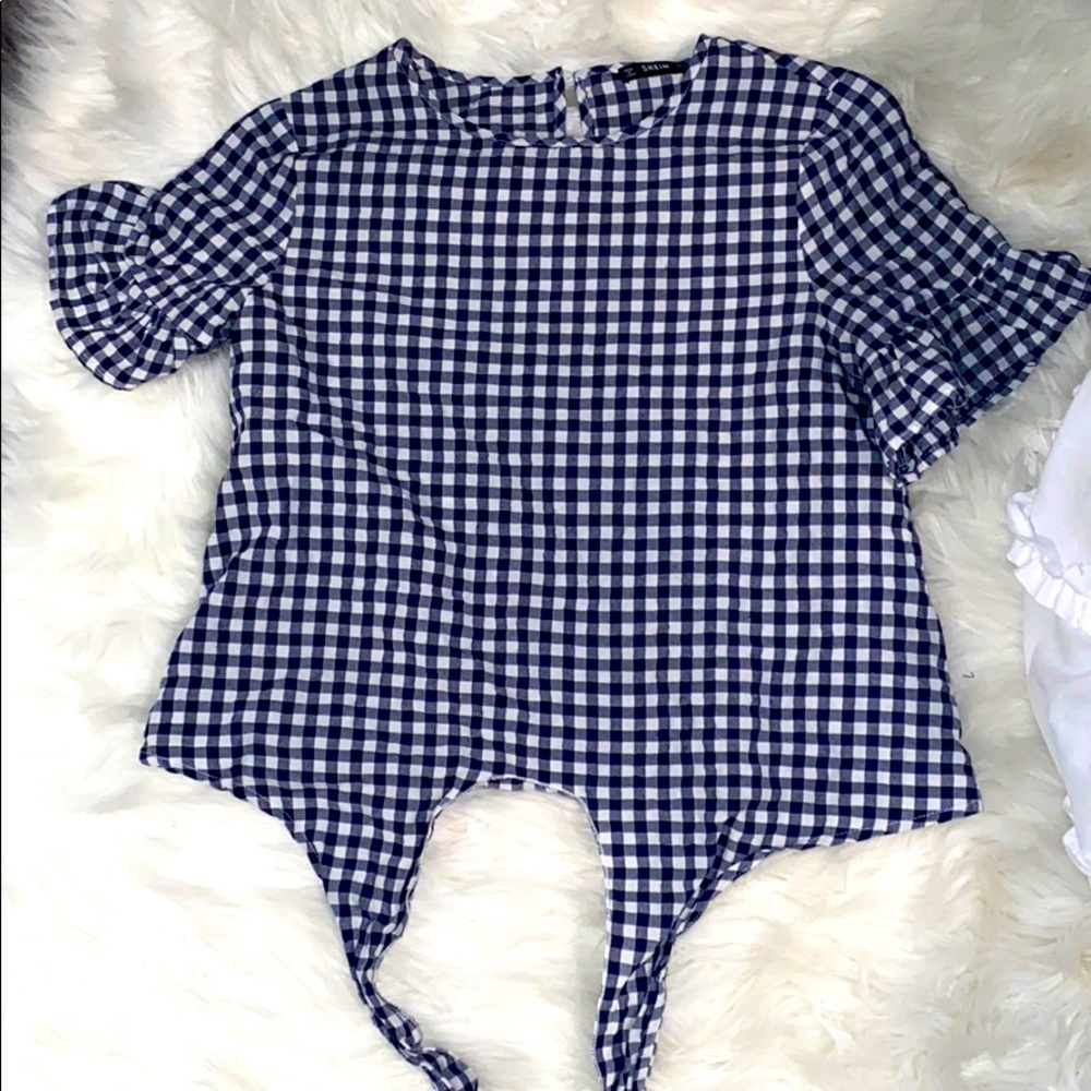 Checkered flare sleeved tee